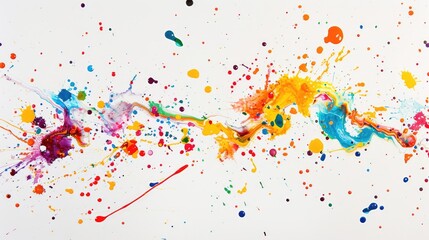 Obraz premium Colorful paint splashes on a white backdrop