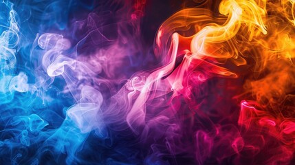Obraz premium Colorful smoke blends on dark backdrop