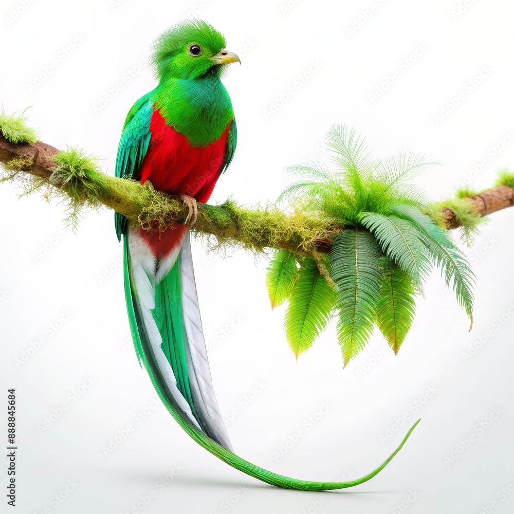 Wall mural Resplendent Quetzal on a Branch with Lush Foliage, Bird , Wildlife , Exotic , Tropical