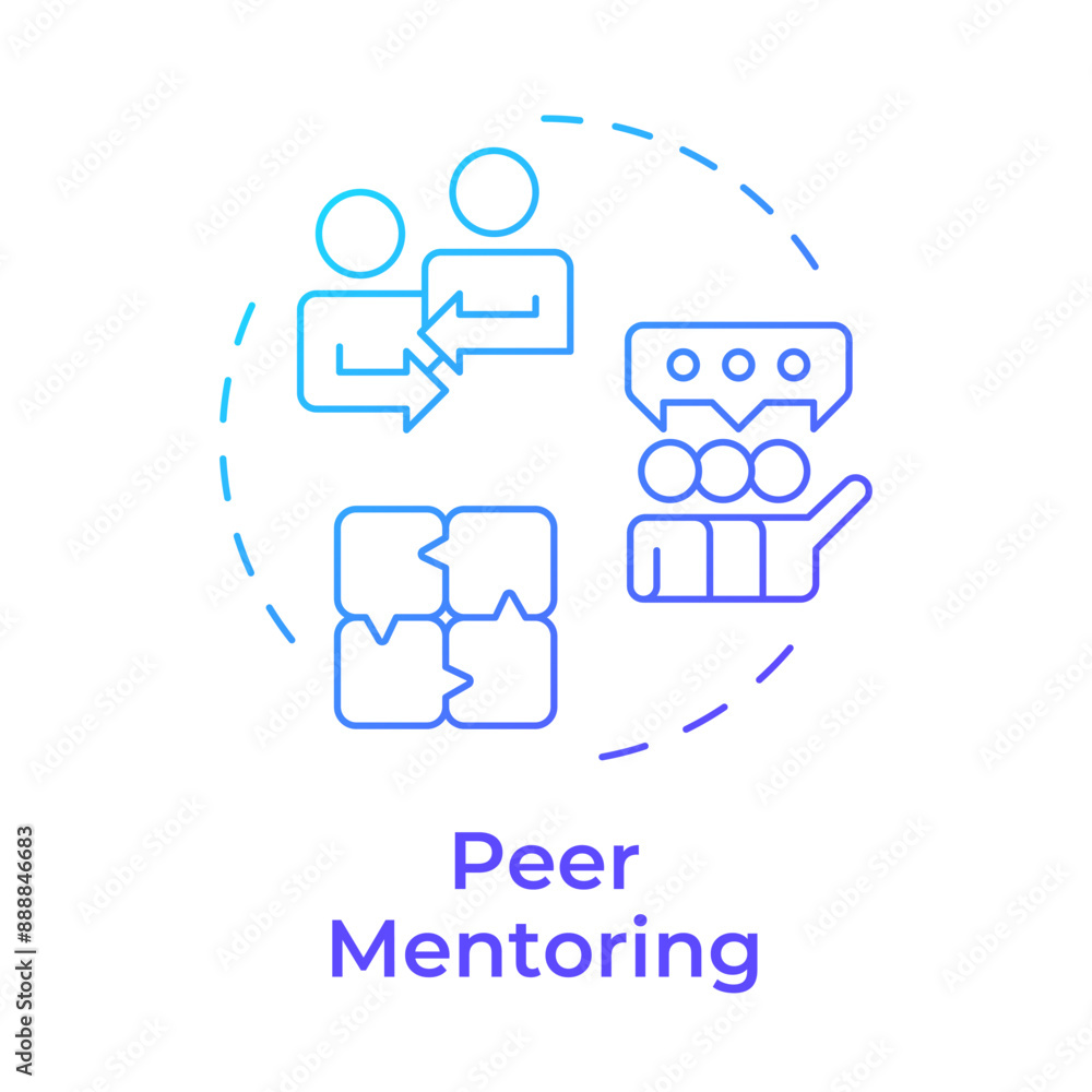 Poster peer mentoring blue gradient concept icon. share learning. mutual support. professional growth. ment
