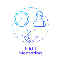 Flash mentoring blue gradient concept icon. Short-term consultation. Limited time guidance. Online session. Round shape line illustration. Abstract idea. Graphic design. Easy to use in article