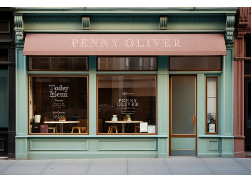 Storefront Window And Canopy Mockup With Generative AI