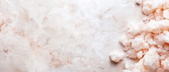  A tight shot of food against a white and pink backdrop, featuring a black-and-white striped bottom