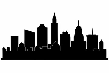 Fototapeta premium Boston City Massachusetts Skyline Silhouette Cityscape Vector