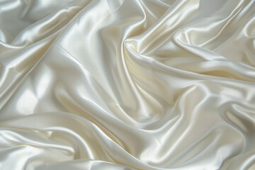 Obraz premium Luxurious White Silk Fabric with Elegant Texture and Soft Folds in Natural Light, Ideal for Fashion, Interior Design, and Textile Backgrounds