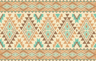 pattern in ethnic concept. There are geometric shapes in this ethnic pattern makes it looks Indian style This ethnic design is suitable for textile industry, fashion industry and also home decorating