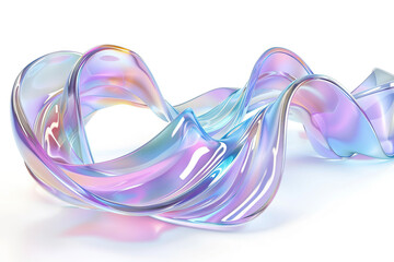 Abstract glass sculpture with flowing shapes in translucent pastel colors isolated on a white...