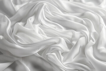 Obraz premium Luxurious White Silk Fabric with Elegant Texture and Soft Folds in Natural Light, Ideal for Fashion, Interior Design, and Textile Backgrounds