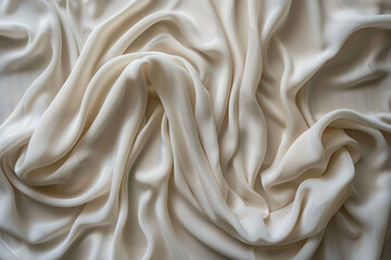 Obraz premium Luxurious White Silk Fabric with Elegant Texture and Soft Folds in Natural Light, Ideal for Fashion, Interior Design, and Textile Backgrounds