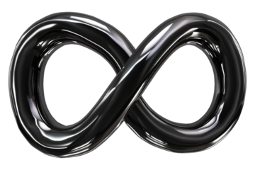 Black double infinity symbol isolated on transparent background