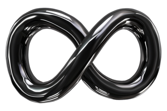 Black double infinity symbol isolated on transparent background