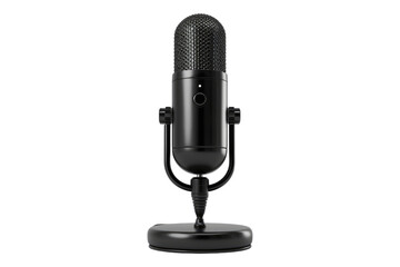 Black podcast microphone isolated on transparent background
