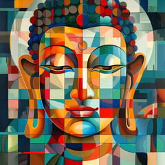 Obraz premium Macro shot of a Thai Buddha in cubism style.