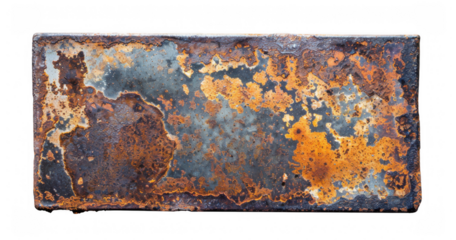 Aged Rectangular Metal Plate with Rust and Stains