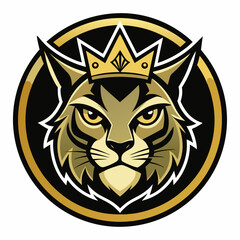 cat face with crown inside vector illustration