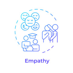 Empathy blue gradient concept icon. Mentor qualities. Emotional support. Compassion and kindness. Round shape line illustration. Abstract idea. Graphic design. Easy to use in article