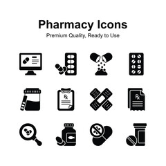 Take a look at creatively crafted icons set of pharmacy, ready to use vector