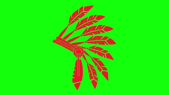 ethnic illustration video animation feather american indigenous silhouette headdress logo native icon indian traditional tribal chief head tribe culture outline america bonnet costume for green screen