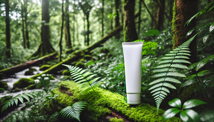 Natural Skincare Mockup in Tropical Environment