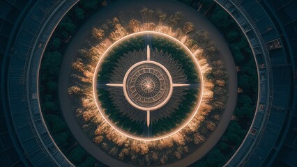 Fototapeta premium A captivating aerial view from above, looking down on a bustling cityscape