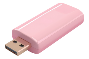 Blush colored USB driver isolated on transparent background