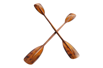 Boat oars or kayak paddles isolated on transparent background