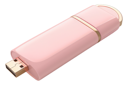 Blush colored USB driver isolated on transparent background