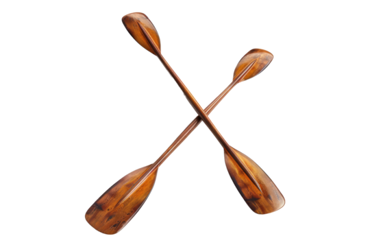 Boat oars or kayak paddles isolated on transparent background - Powered by Adobe