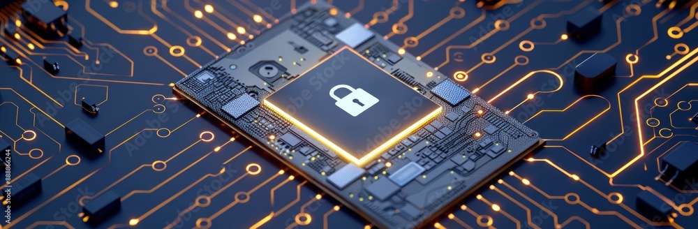 Aufkleber glowing circuit board with lock symbol