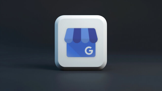 Google My Business app 3d icon on a pale blue background
