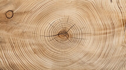 Fototapeta premium Photograph of a crosscut light wood grain with intricate patterns and natural colors, abstract background