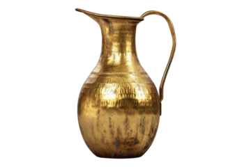 Brass water jug isolated on transparent background
