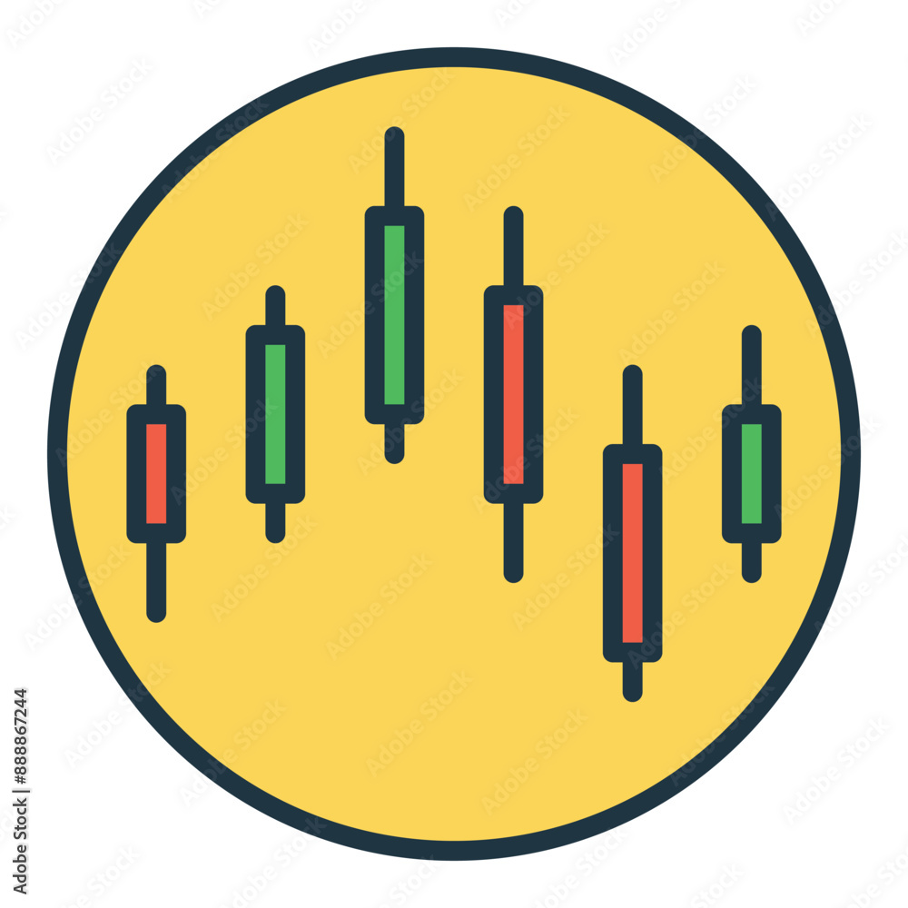 Poster candlestick circle - cryptocurrency graph vector colored round icon or design element