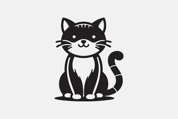 Cute cat silhouette vector art illustration