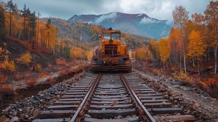 Laying railways in hard to reach places, AI generated