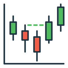Stock and cryptocurrency charts vector colored icon or symbol