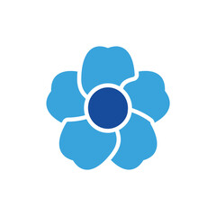 flowers icon color or logo illustration glyph blue color style	