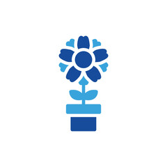 flowers icon color or logo illustration glyph blue color style	