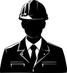 Construction worker with safety helmet , engineer with uniform vector illustration