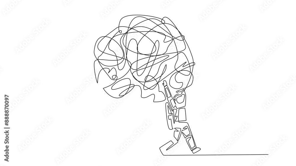 Aufkleber animated self drawing of continuous one line drawing group of astronauts work together carrying heav