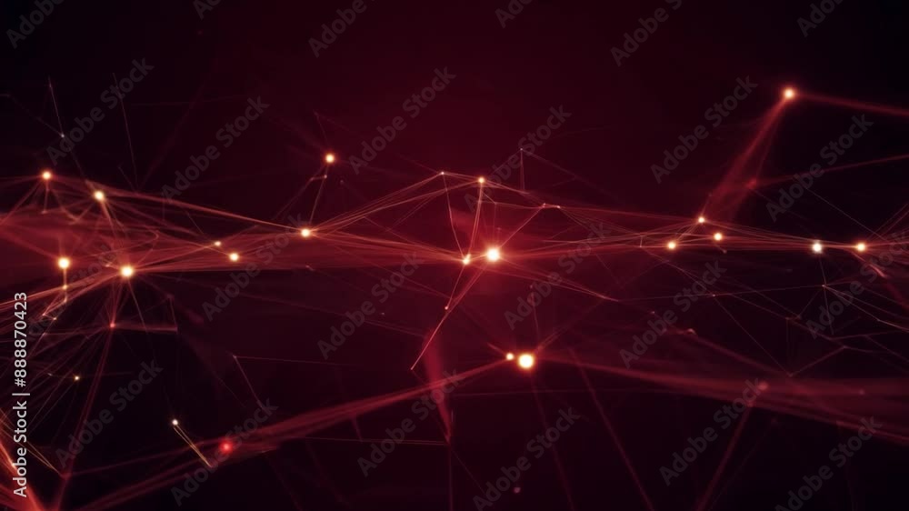 Poster This Abstract red network with glowing points against a dark background.