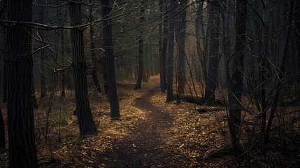 Fototapeta premium Dark trail in the woods