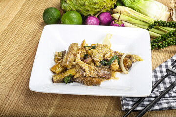 Roasted Thai eggplant with onion