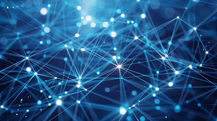 Fototapeta premium Digital lines and dots form a network. This is a common way to show how technology connects people and things.