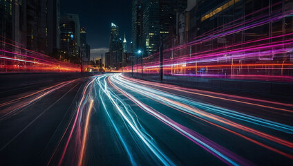 colorful tunnel with light writing on it