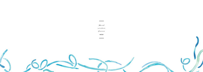 水彩画。水彩タッチの夏背景。幾何学の青いライン。手描きのフリーハンドライン。Watercolor painting. Summer background with watercolor touch. Geometric blue lines. Hand painted free hand lines.