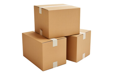 Cardboard boxes isolated on transparent background