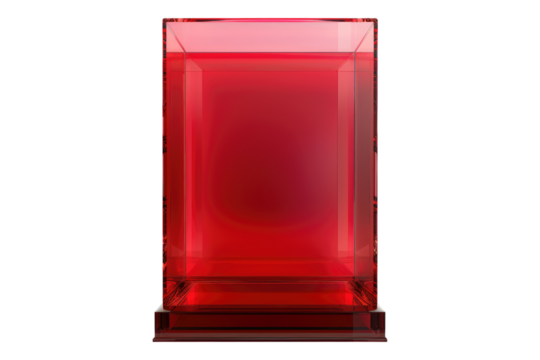 Carmine glass case isolated on transparent background