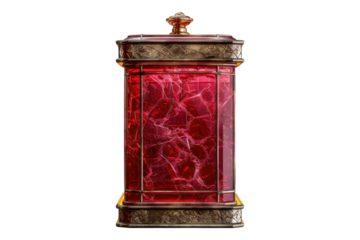 Carmine glass case isolated on transparent background