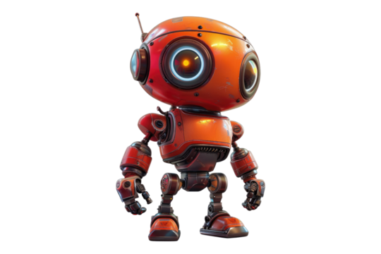 Cartoon bot isolated on transparent background